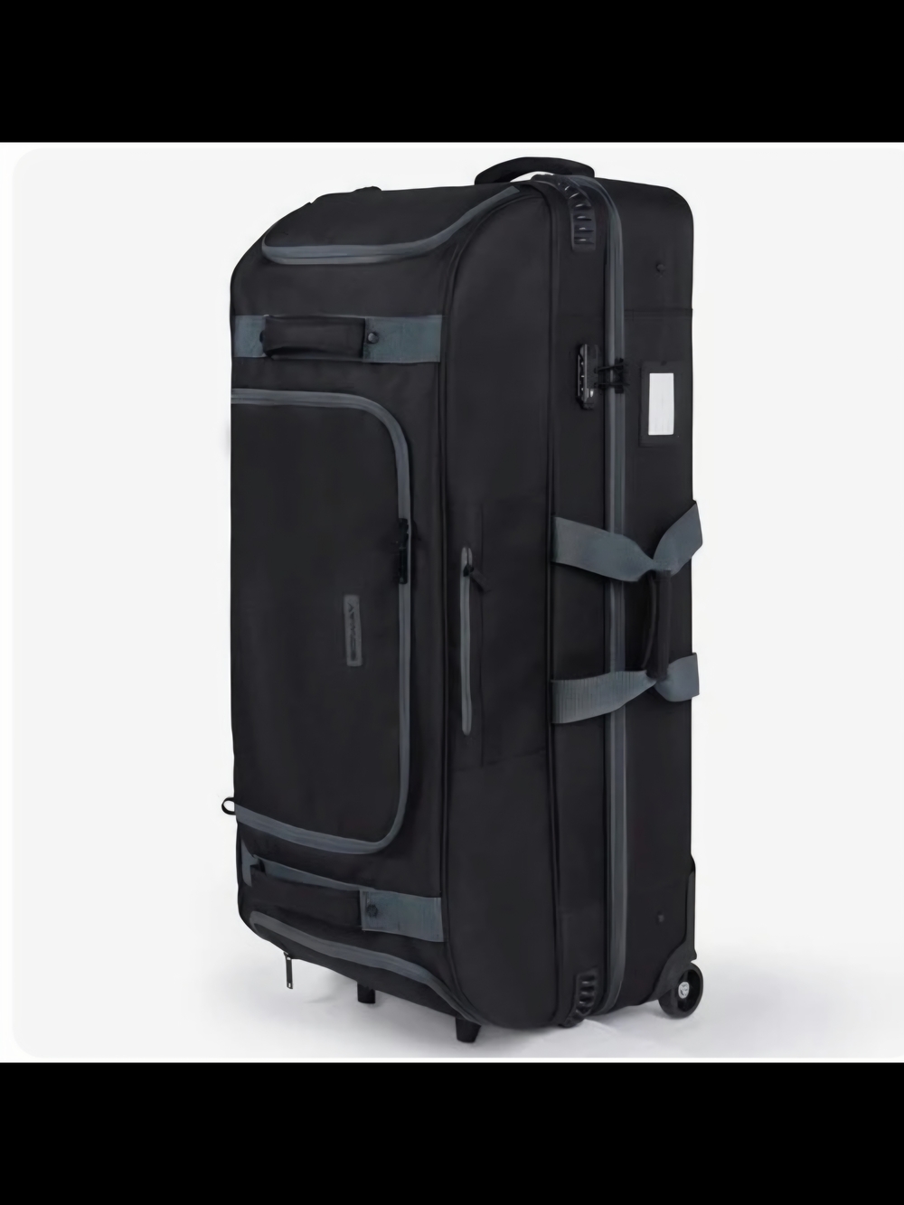 Large Black Rolling Travel Duffel with Gray Trim